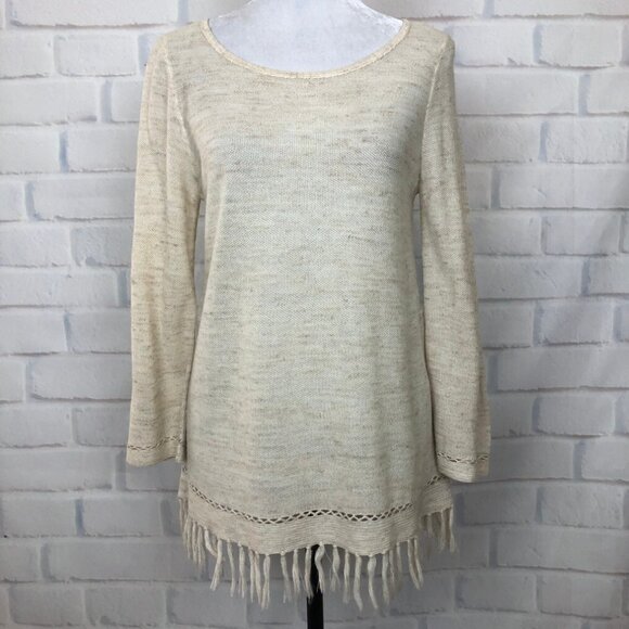 Joie Annalie Linen Blend Fringe Sweater Size XS Beige - Picture 1 of 8